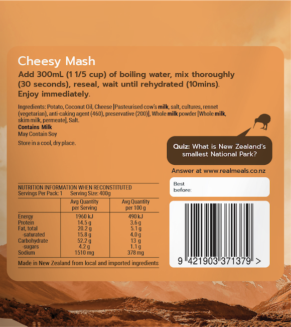 Real Meals - Cheesy Mash - Single