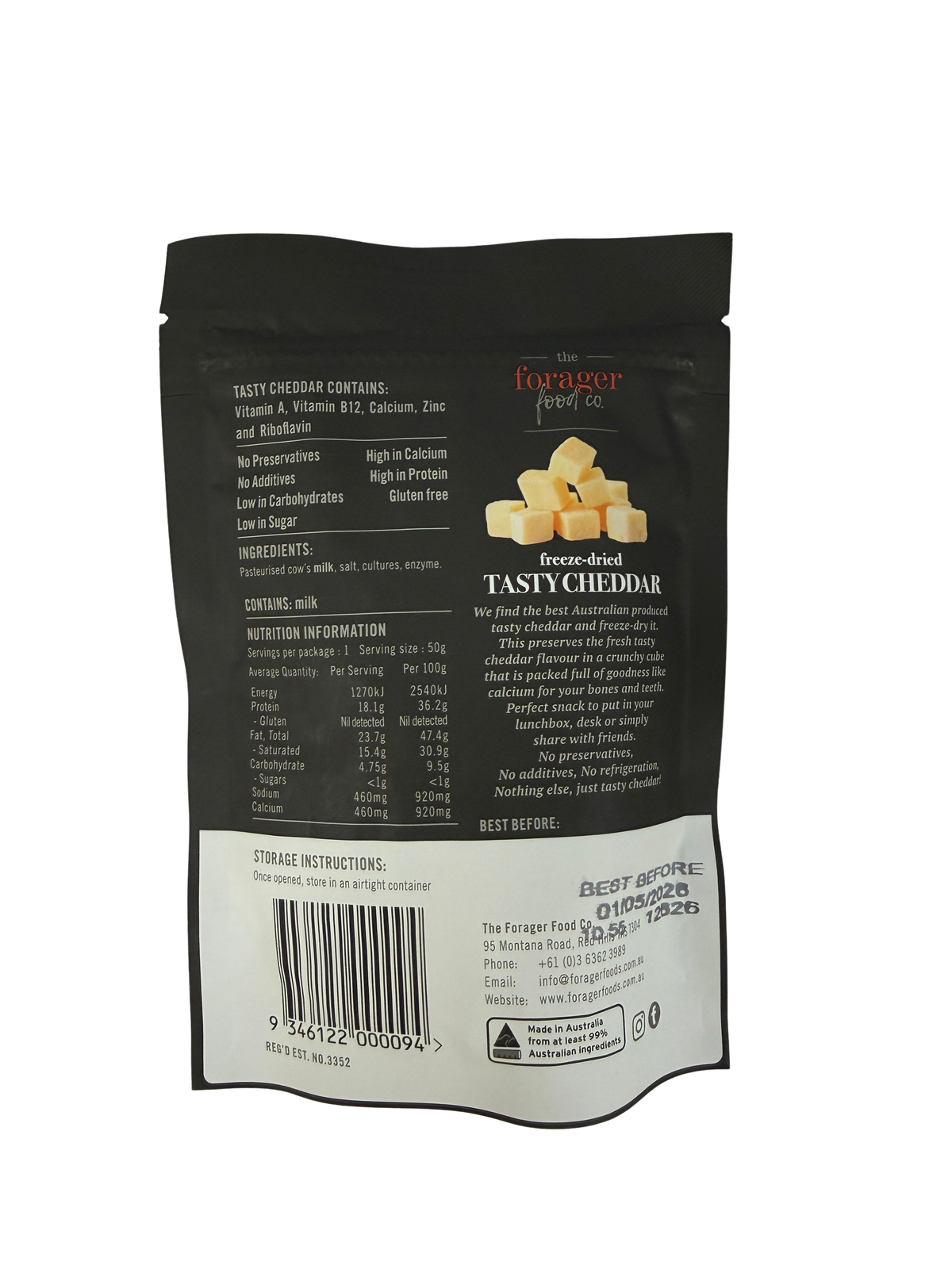 Forager Foods - Freeze Dried Tasty Cheddar Cheese Cubes - 50g