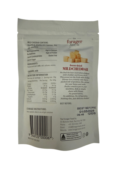 Forager Foods - Freeze Dried Mild Cheddar Cheese Cubes - 50g