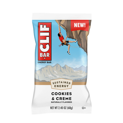 CLIF Bar cookies and cream energy bar front packet shot