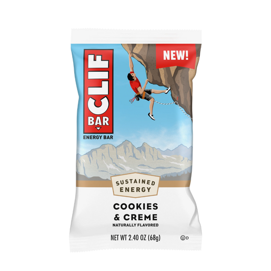 CLIF Bar cookies and cream energy bar front packet shot