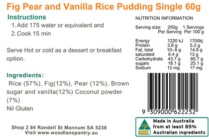 Woodlane Pantry - Fig, Pear & Vanilla Rice Pudding - Single