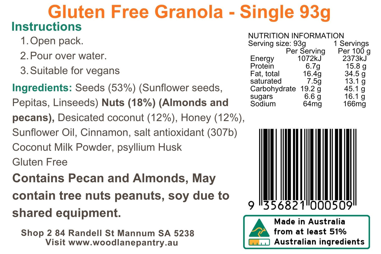Woodlane Pantry - Gluten Free Granola