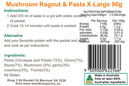 Woodlane Pantry - Mushroom Ragout and Pasta - XL Single