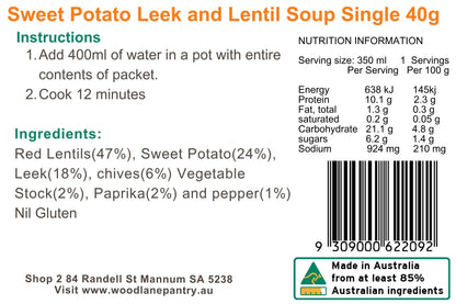 Woodlane Pantry - Sweet Potato, Leek & Lentil Soup - Single