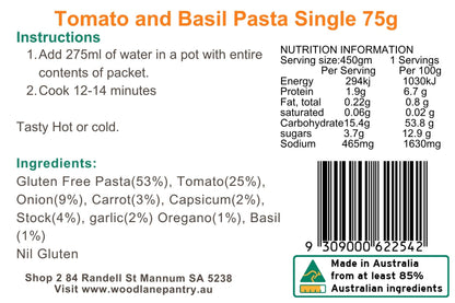 Woodlane Pantry - Tomato & Basil Pasta - Single