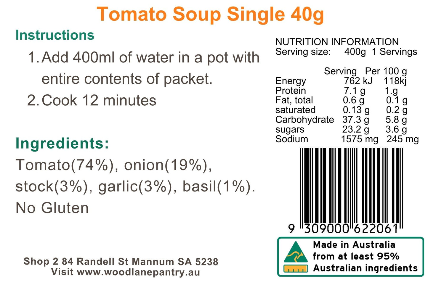 Woodlane Pantry - Tomato Soup - Single