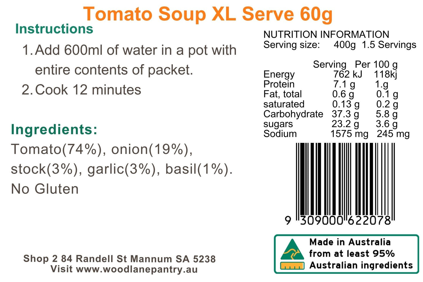 Woodlane Pantry - Tomato Soup - XL Single
