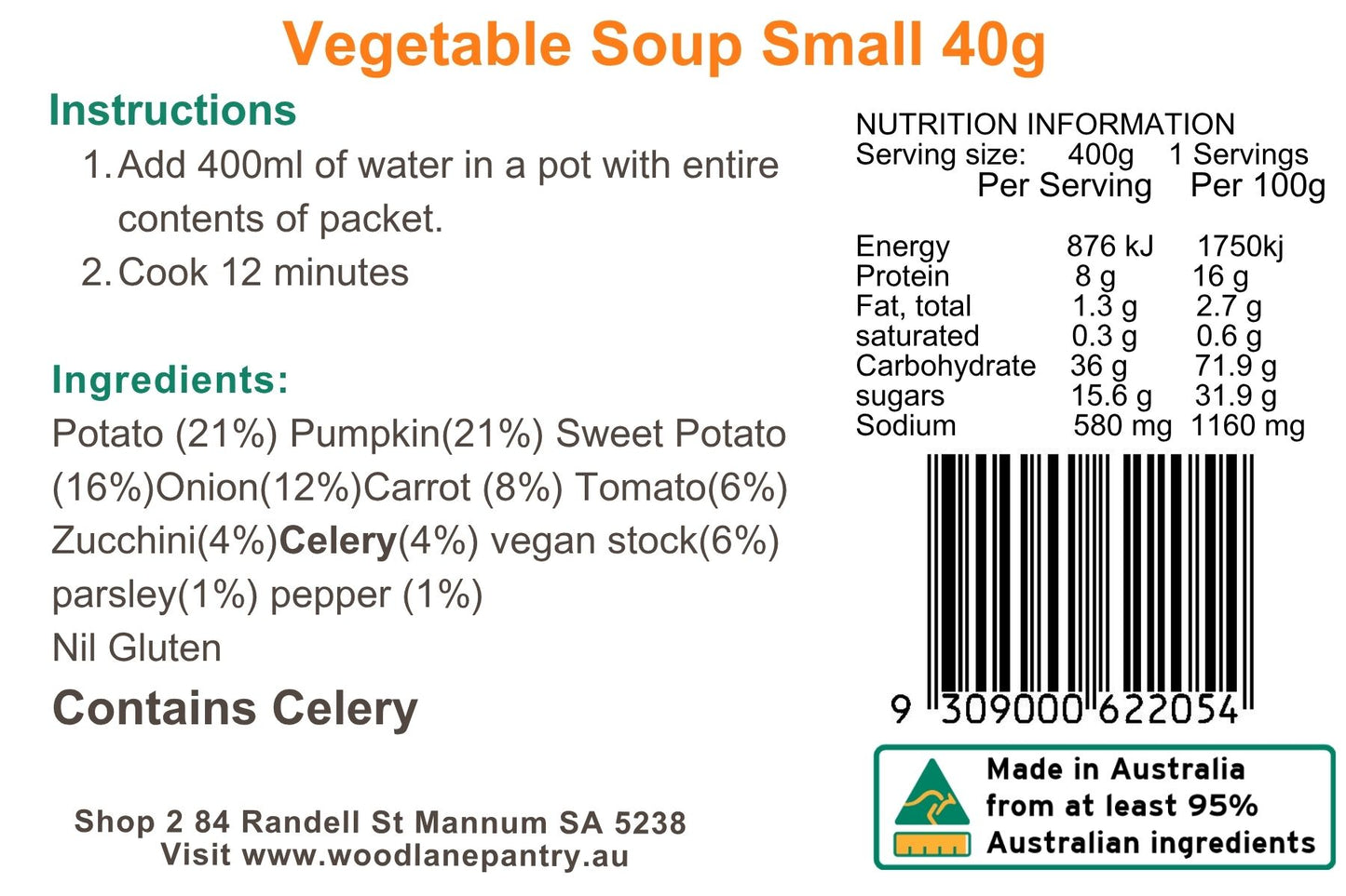 Woodlane Pantry - Vegetable Soup - Single
