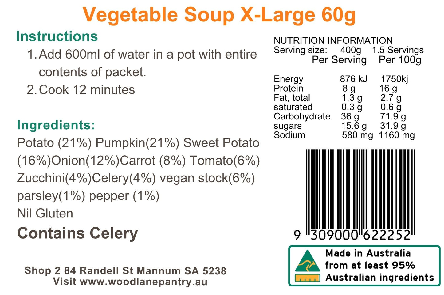 Woodlane Pantry - Vegetable Soup - XL Single